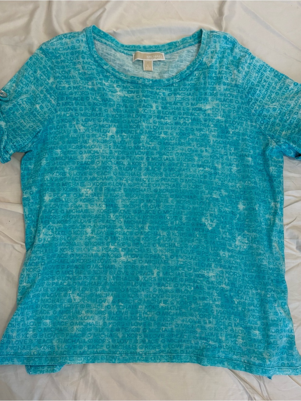 Michael Kors Blue Logo-Print Short Sleeve Tee